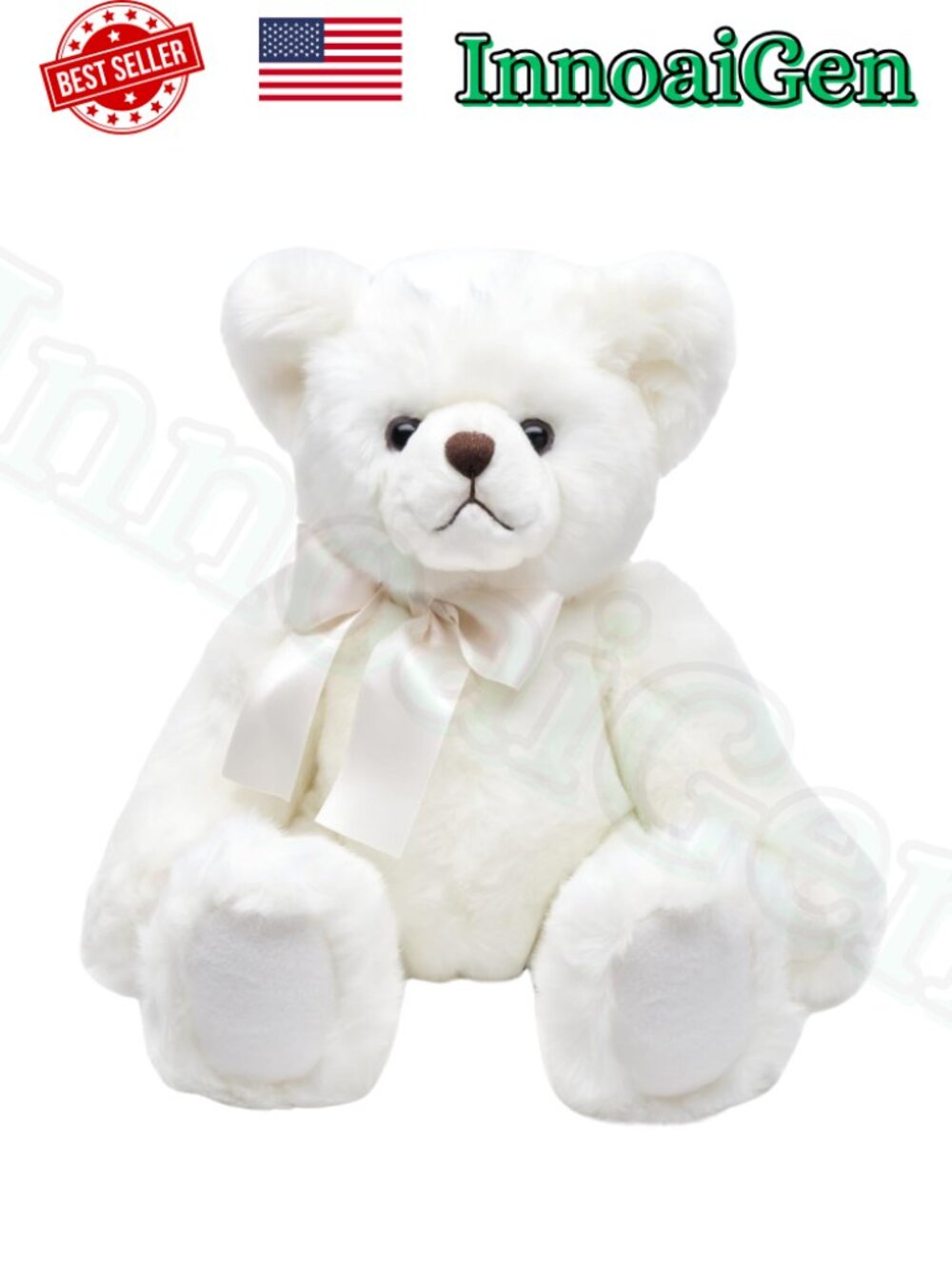 Bearington Classic Series Aspen White Plush Teddy Bear Stuffed Animal 15.5in NWT